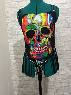 Upcycled Y2K Beaded Swim Cover Tee Reworked One of a Kind